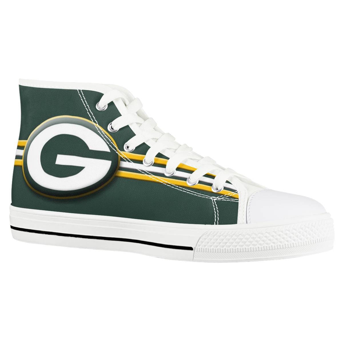 Women's Green Bay Packers High Top Canvas Sneakers 005 Women's Green Bay Packers High Top Canvas Sneakers 005